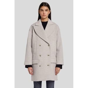 7 For All Mankind Women's Light Gray Pea Coat